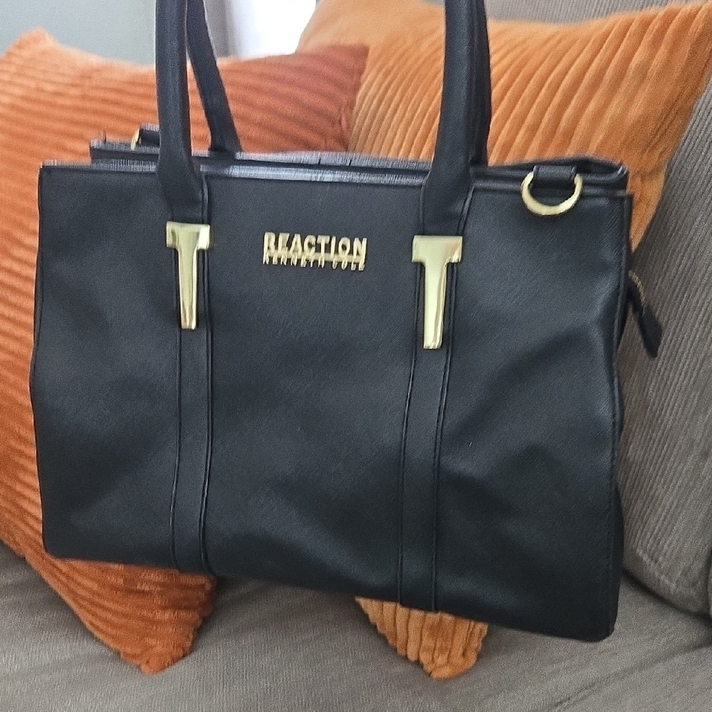 Reaction Kenneth Cole Black Tote with Gold Details